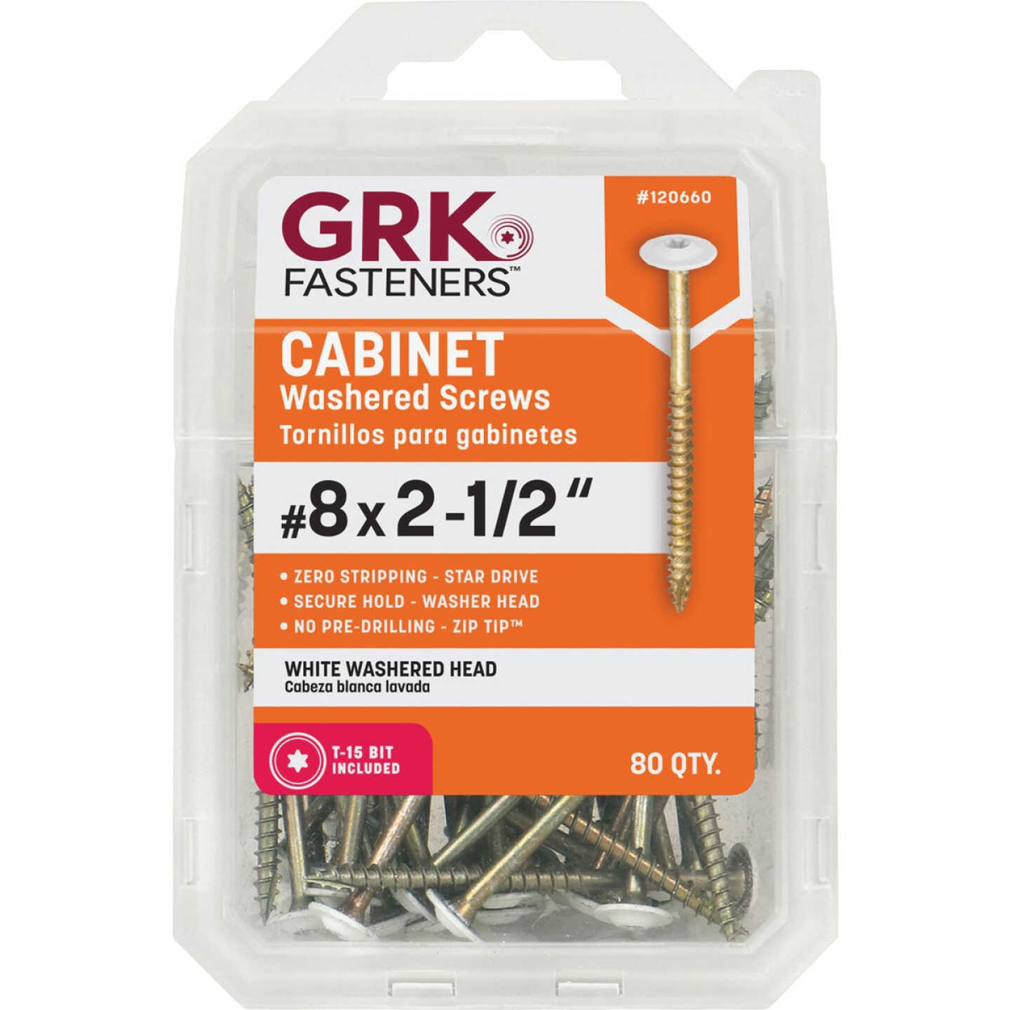 GRK #8 x 2-1/2 In. Star Drive White Cabinet Screw (80-Count) Image 4