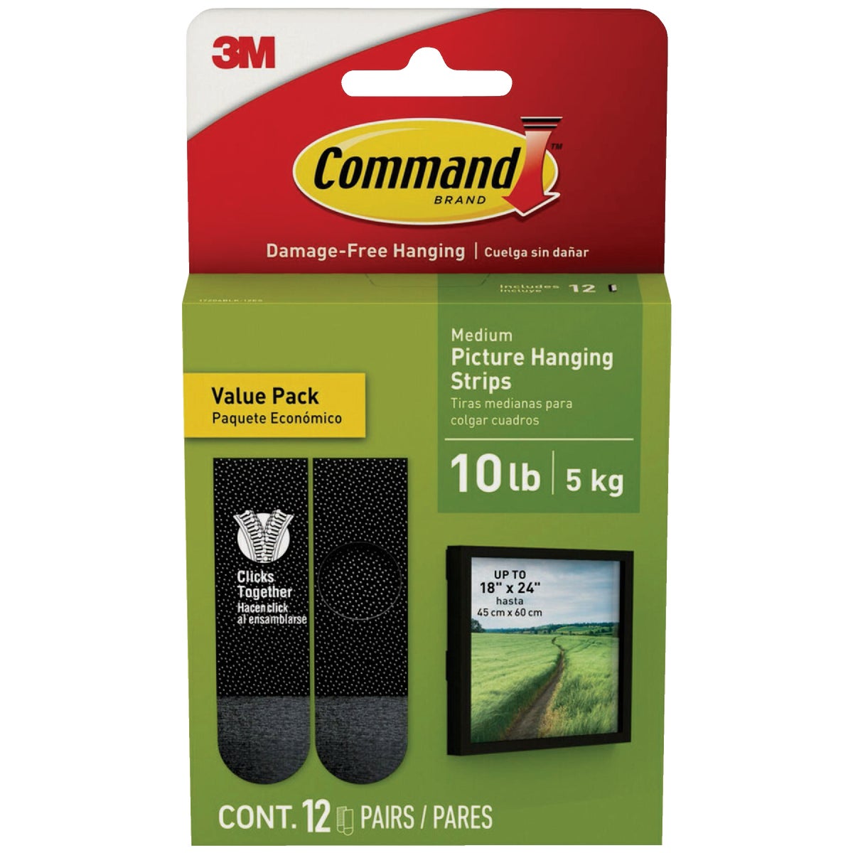 Command 10 Lb. Black Picture Hanging Strips Value Pack, 12 Pairs