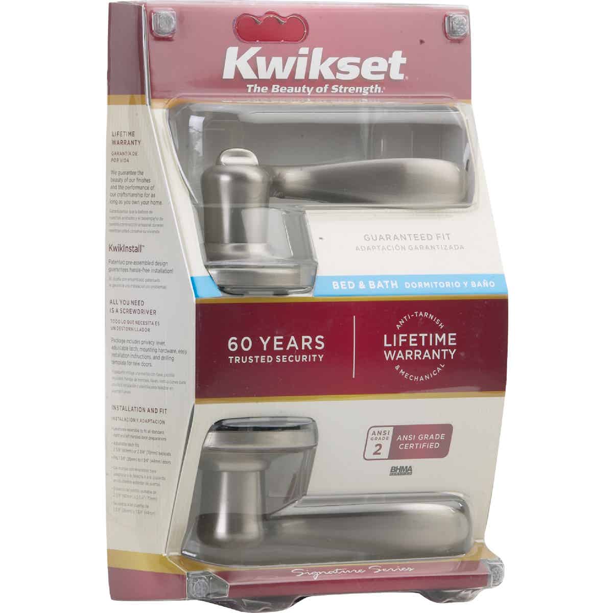 Kwikset Signature Series Satin Nickel Tustin Privacy Door Lever  Image 2