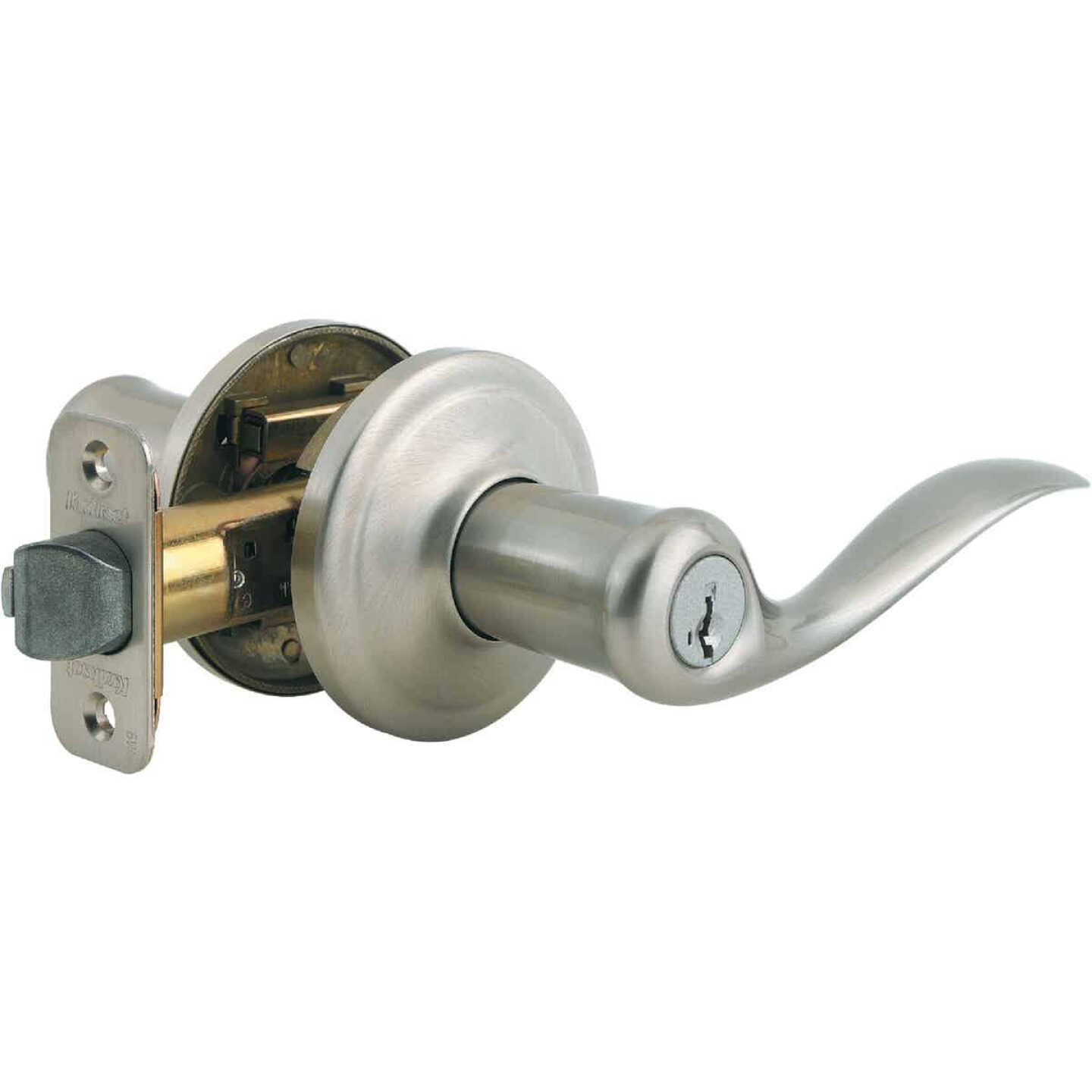 Kwikset Signature Series Satin Nickel Tustin Entry Door Lever with Smartkey Image 1