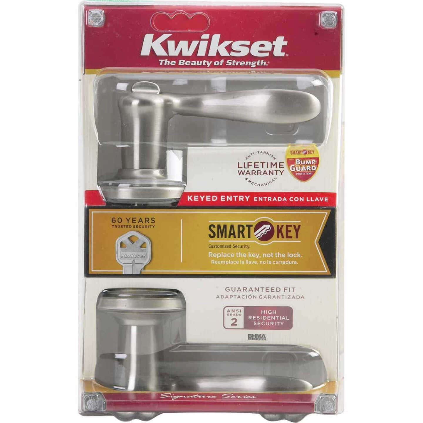 Kwikset Signature Series Satin Nickel Tustin Entry Door Lever with Smartkey Image 5