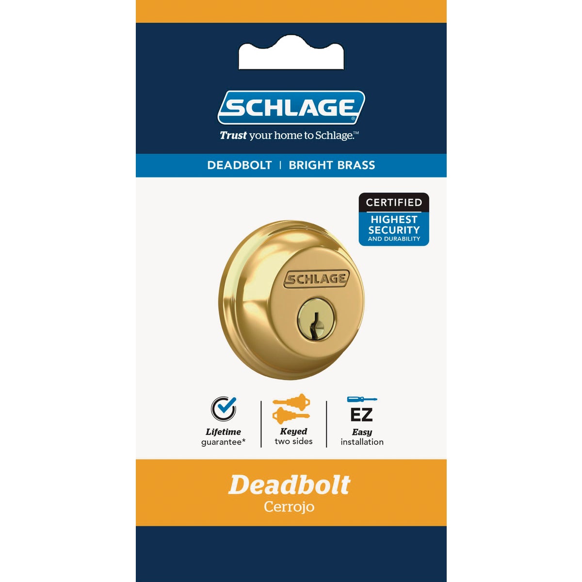 Schlage B-Series Polished Brass Double Cylinder Deadbolt Image 2