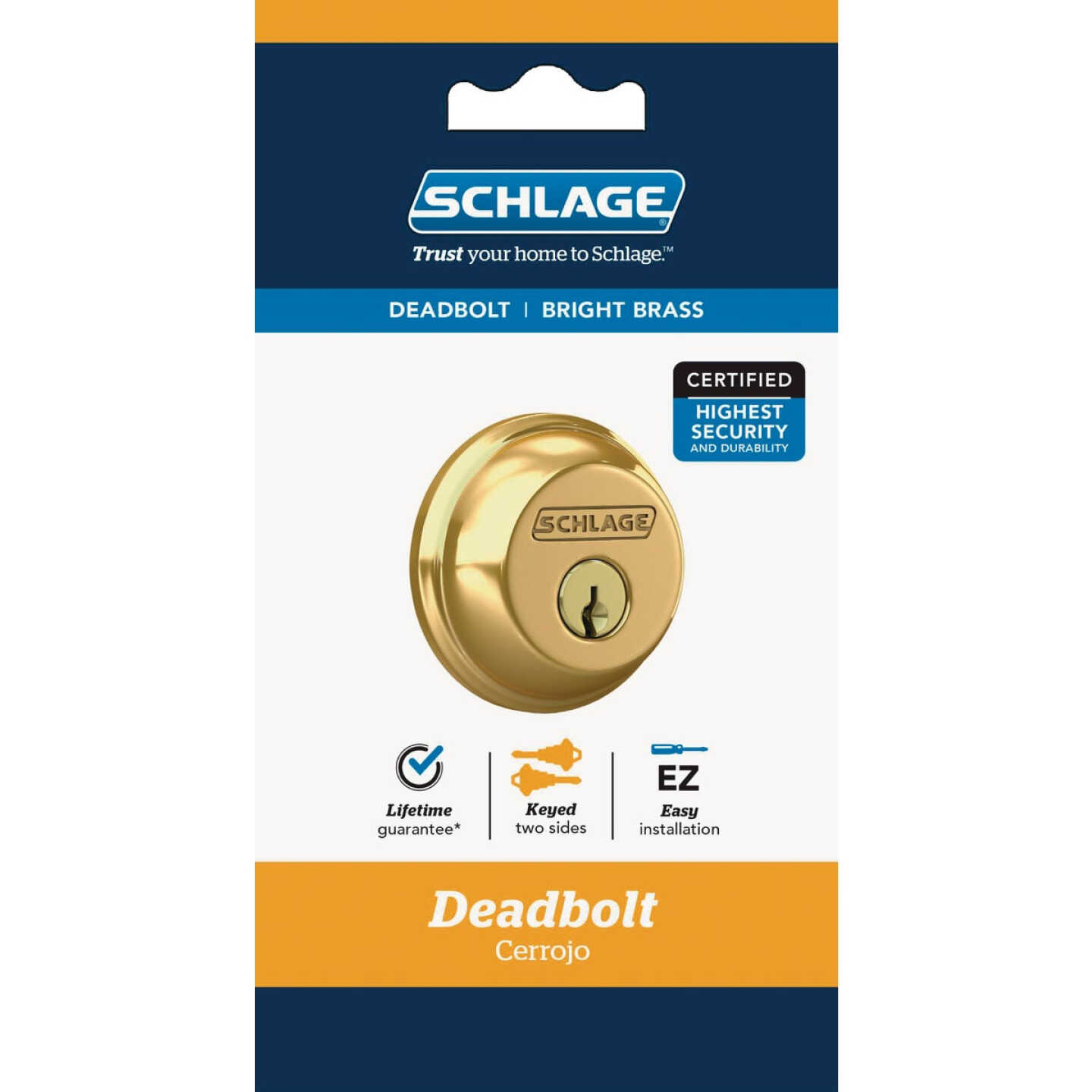 Schlage B-Series Polished Brass Double Cylinder Deadbolt Image 2