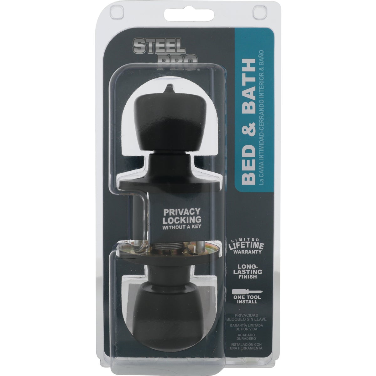 Steel Pro Matte Black Tulip Privacy Knob Image 2