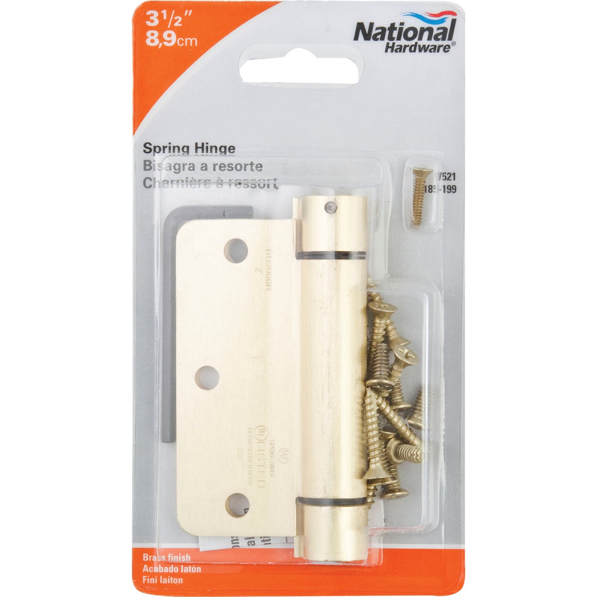 National Hardware 3-1/2 In. x 1/4 In. Radius Brass Spring Door Hinge Image 2