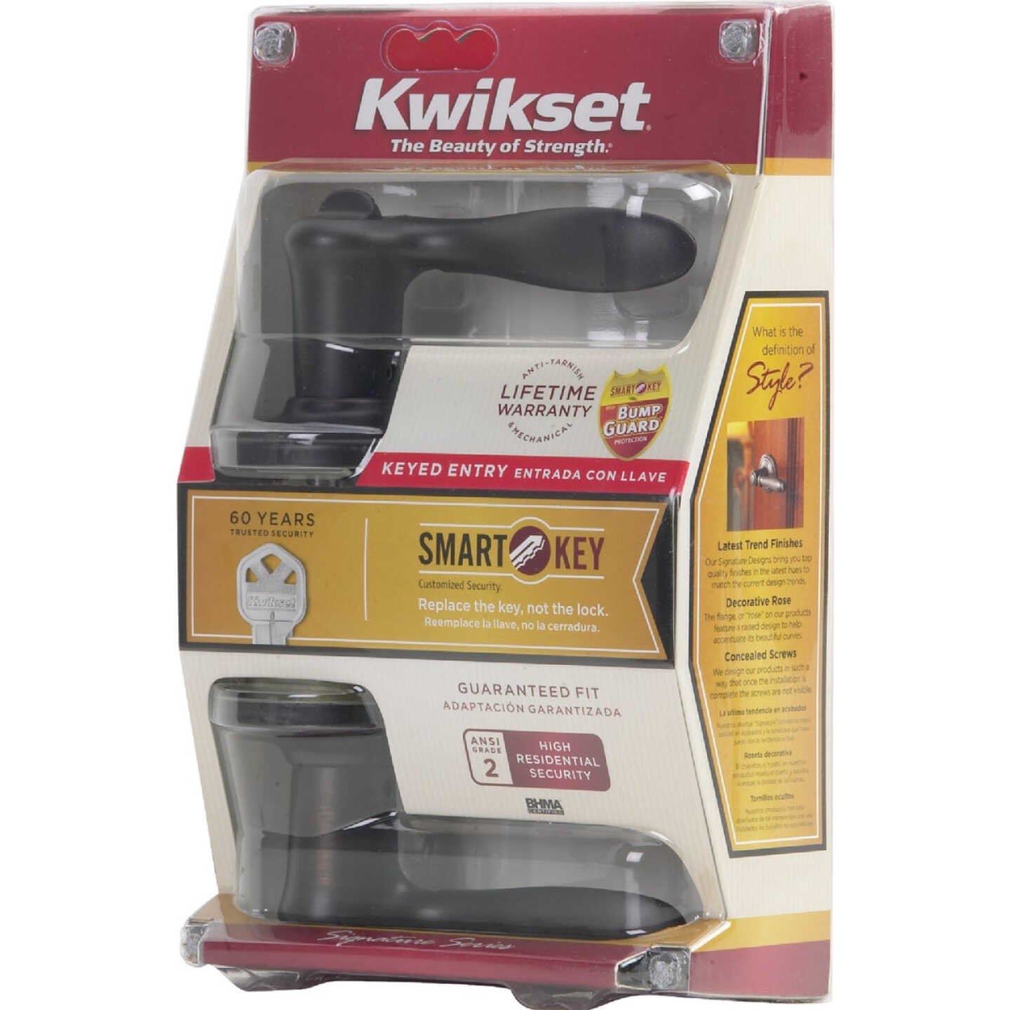 Kwikset Signature Series Venetian Bronze Tustin Entry Door Lever with Smartkey Image 3