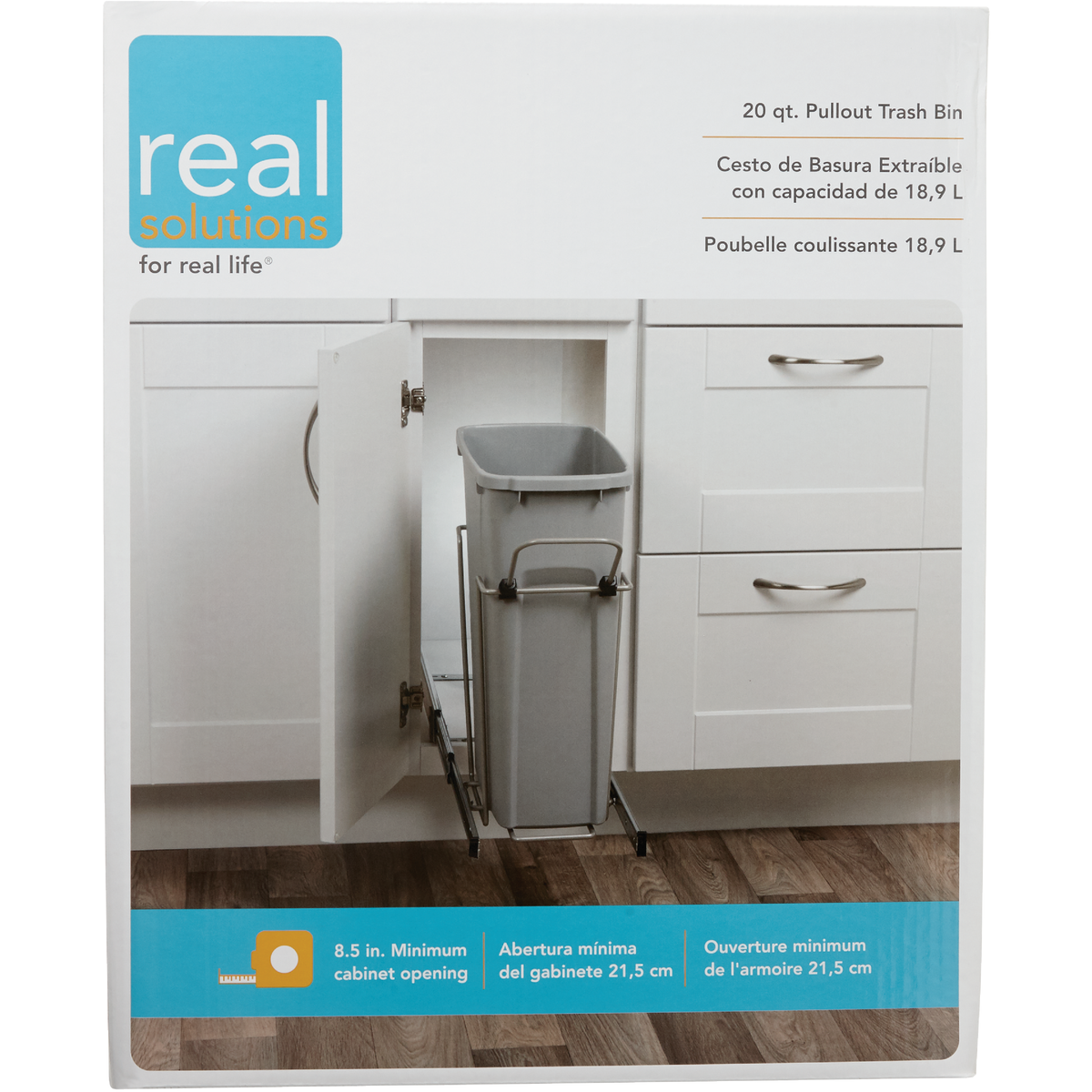 Knape & Vogt Real Solutions 20 Qt. In-Cabinet Single Pull-Out Trash Can Image 3