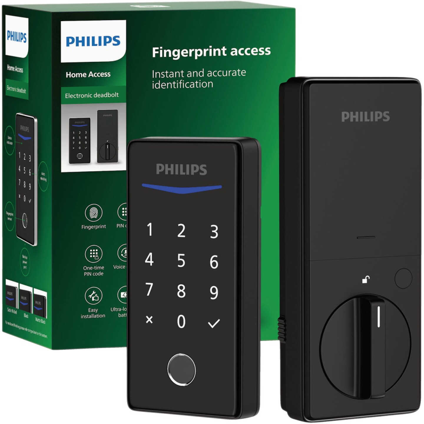 Philips Keyless Smart Lock Electronic Deadbolt, Matte Black Image 1