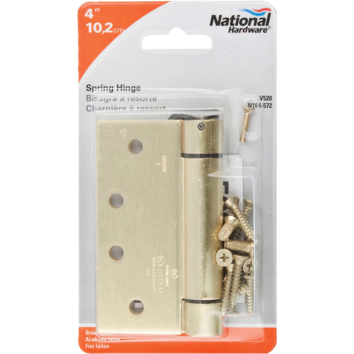 National Hardware 4 In. Square Satin Brass Spring Door Hinge Image 2