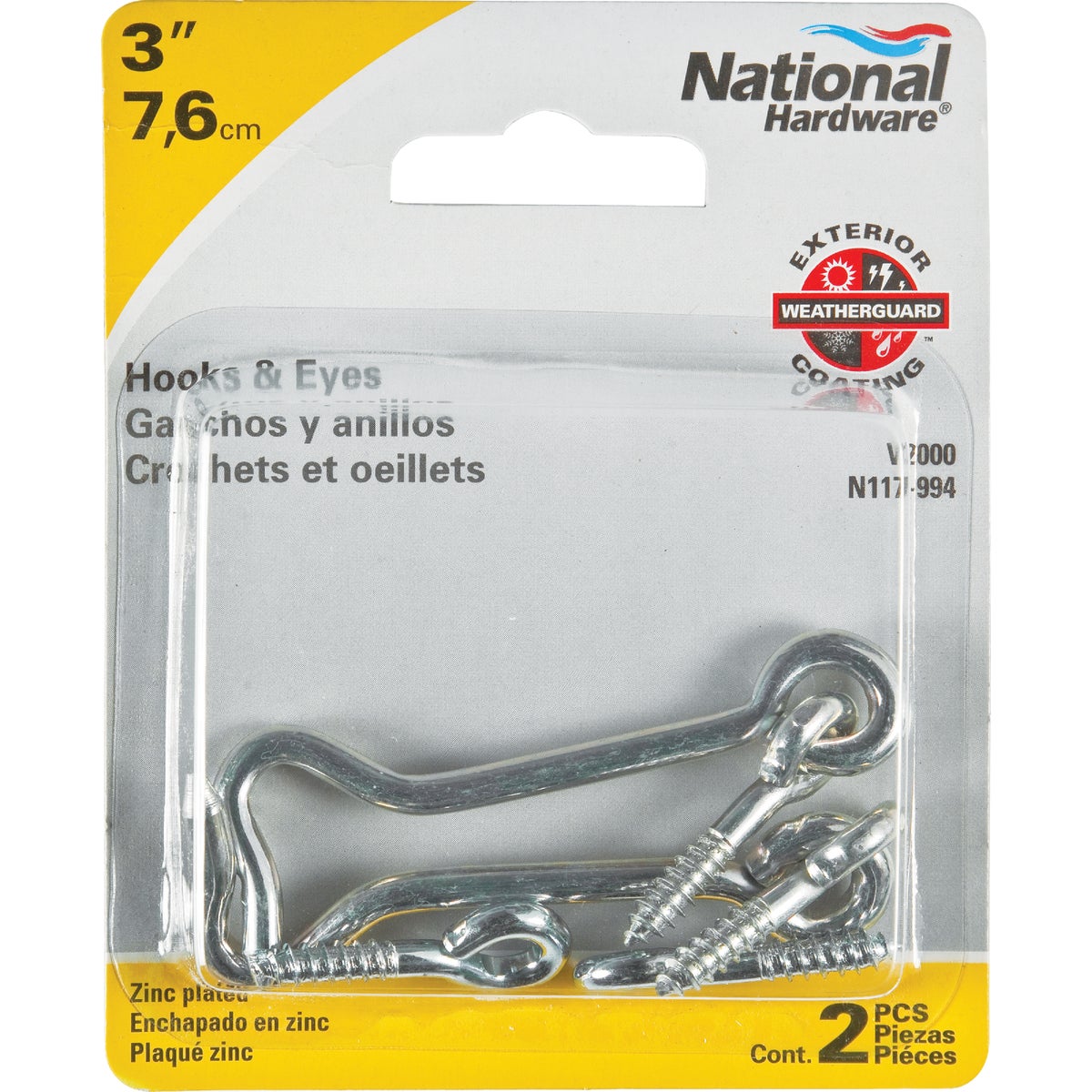 National Hardware 3 In. Steel Hook & Eye Bolt (2 Ct.) Image 2