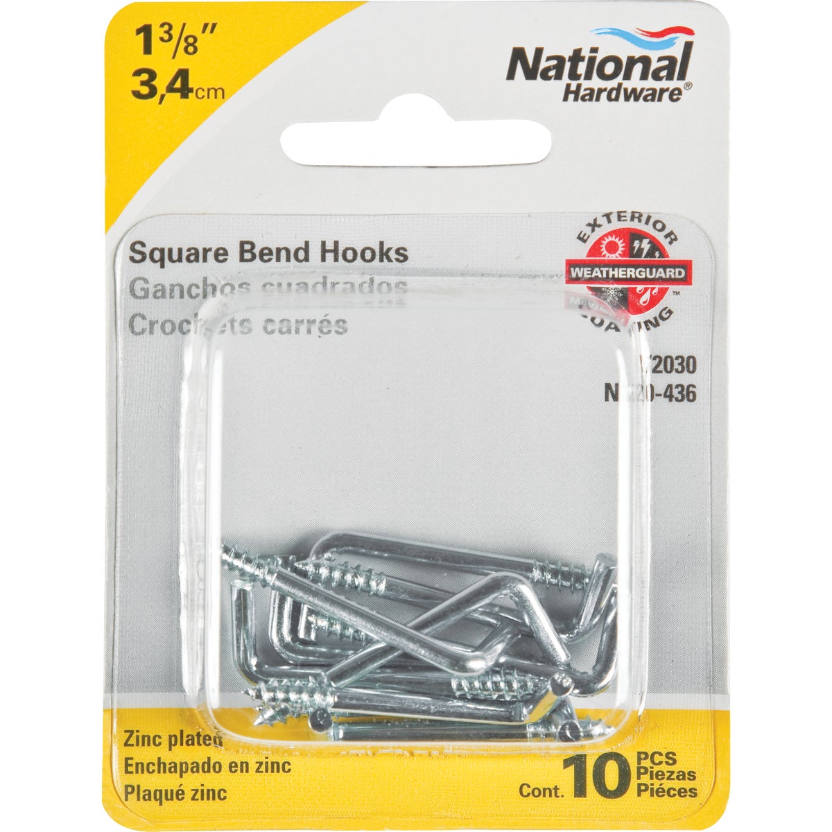 National Hardware Square Bend Screw Hook Shoulder Hook (10 Count) Image 2