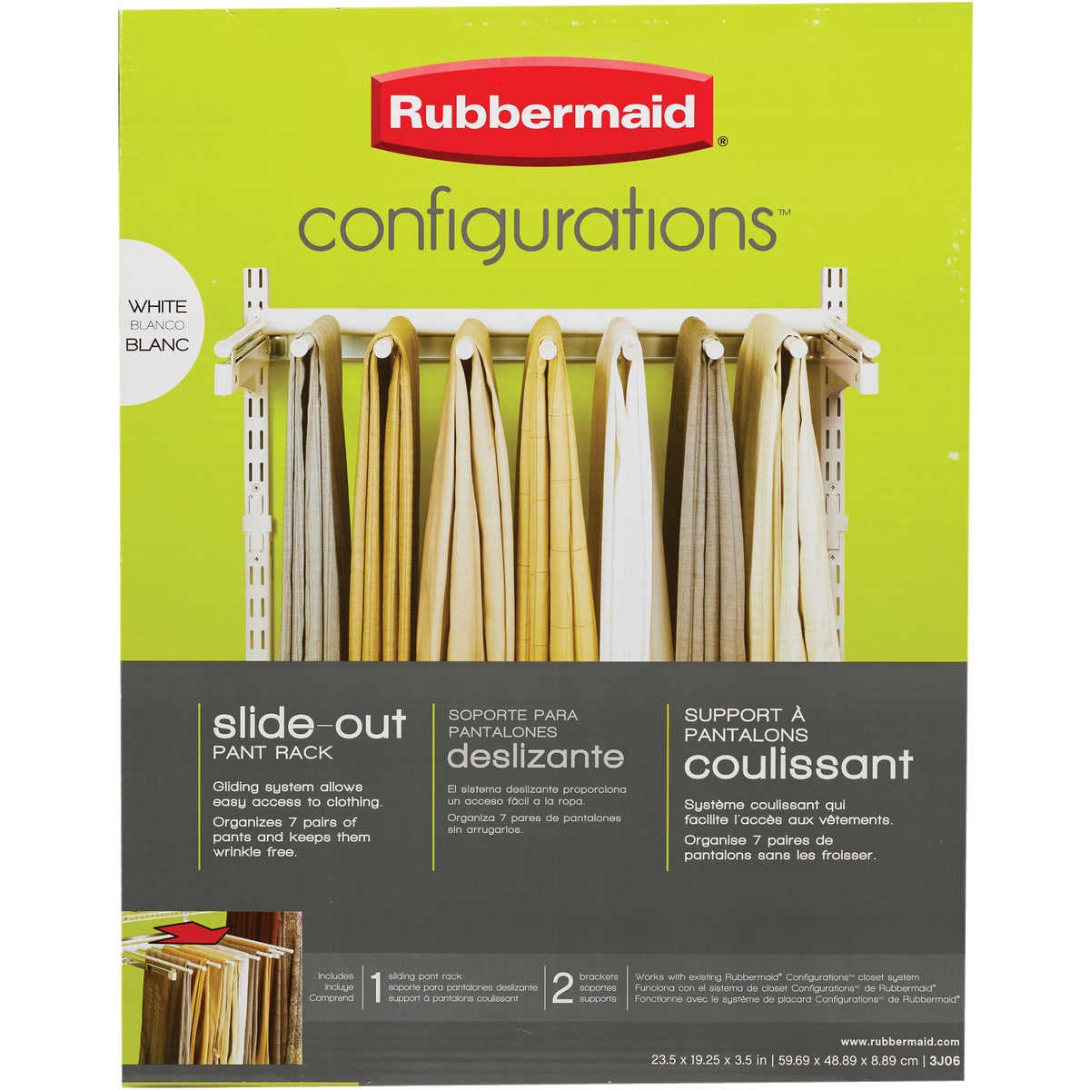 Rubbermaid Configurations White Sliding Pants Rack Image 3