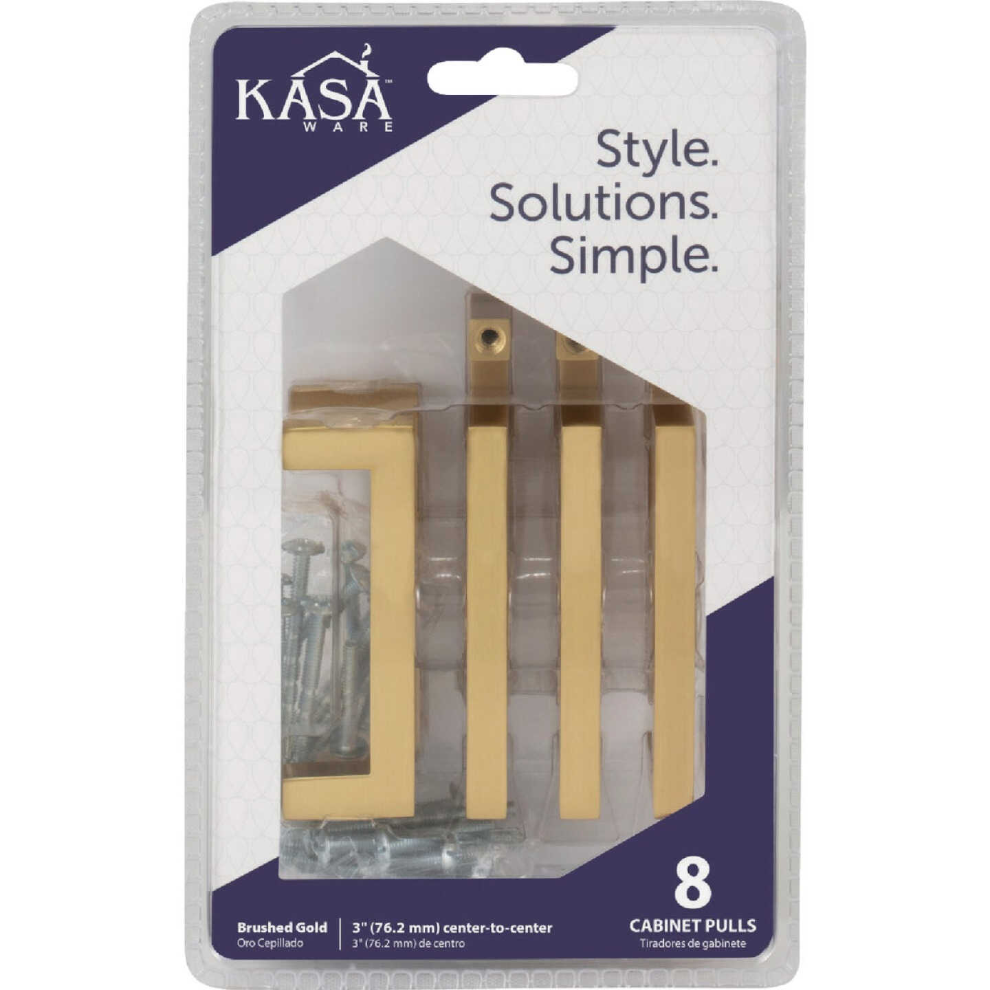 KasaWare 3-3/8 In. Overall Length Brushed Gold Square Bar Pull (8-Pack) Image 2
