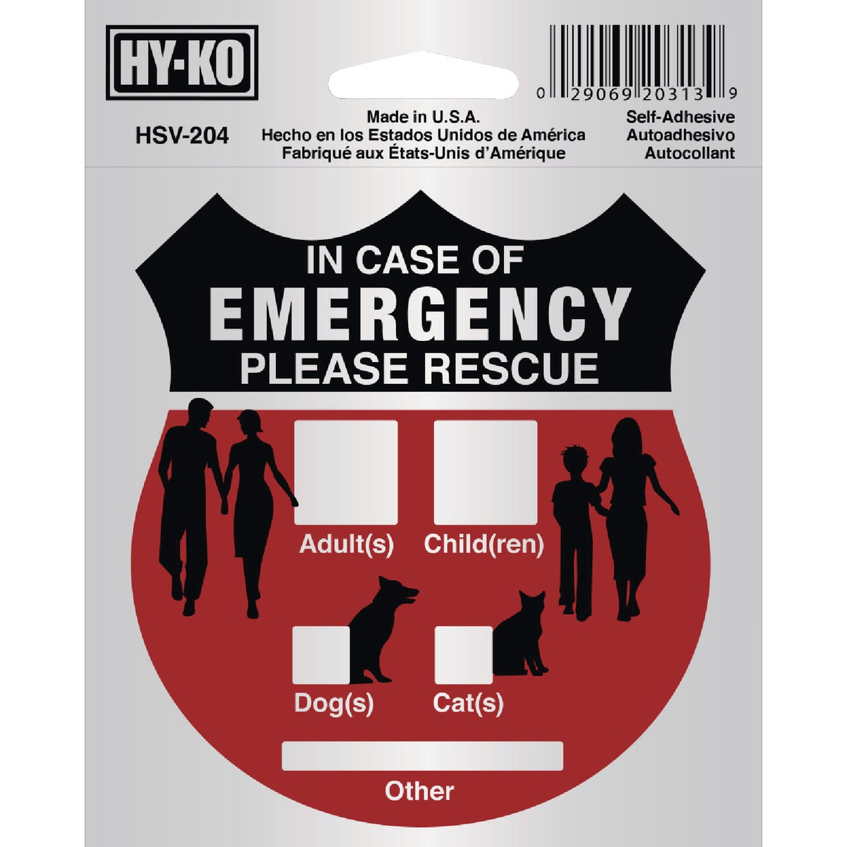 Hy-Ko 4X4 In. Self-Adhesive Emergency Rescue Sign Image 2