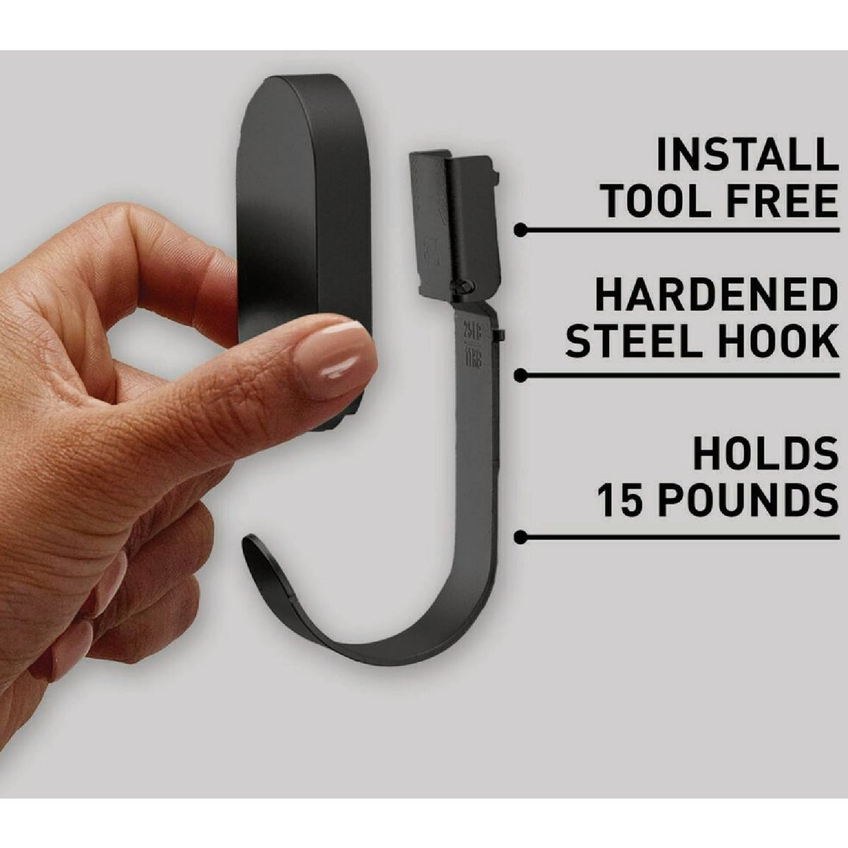 3M Claw 15 Lb. Black Drywall Hook Image 2