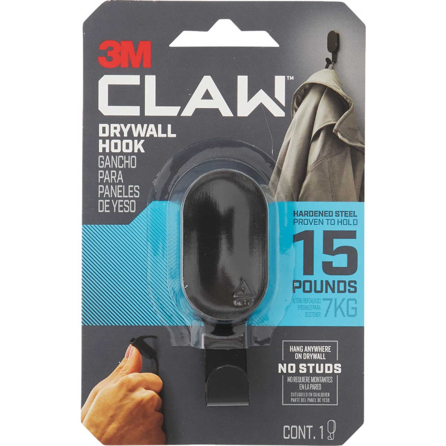 3M Claw 15 Lb. Black Drywall Hook Image 8