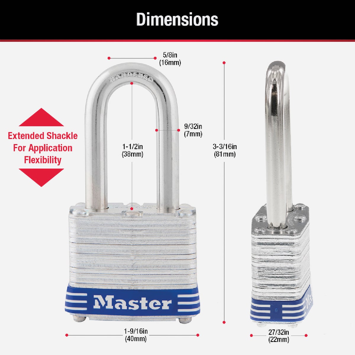 Master Lock 1-9/16 In. Wide 4-Pin Tumbler Keyed Padlock Image 2