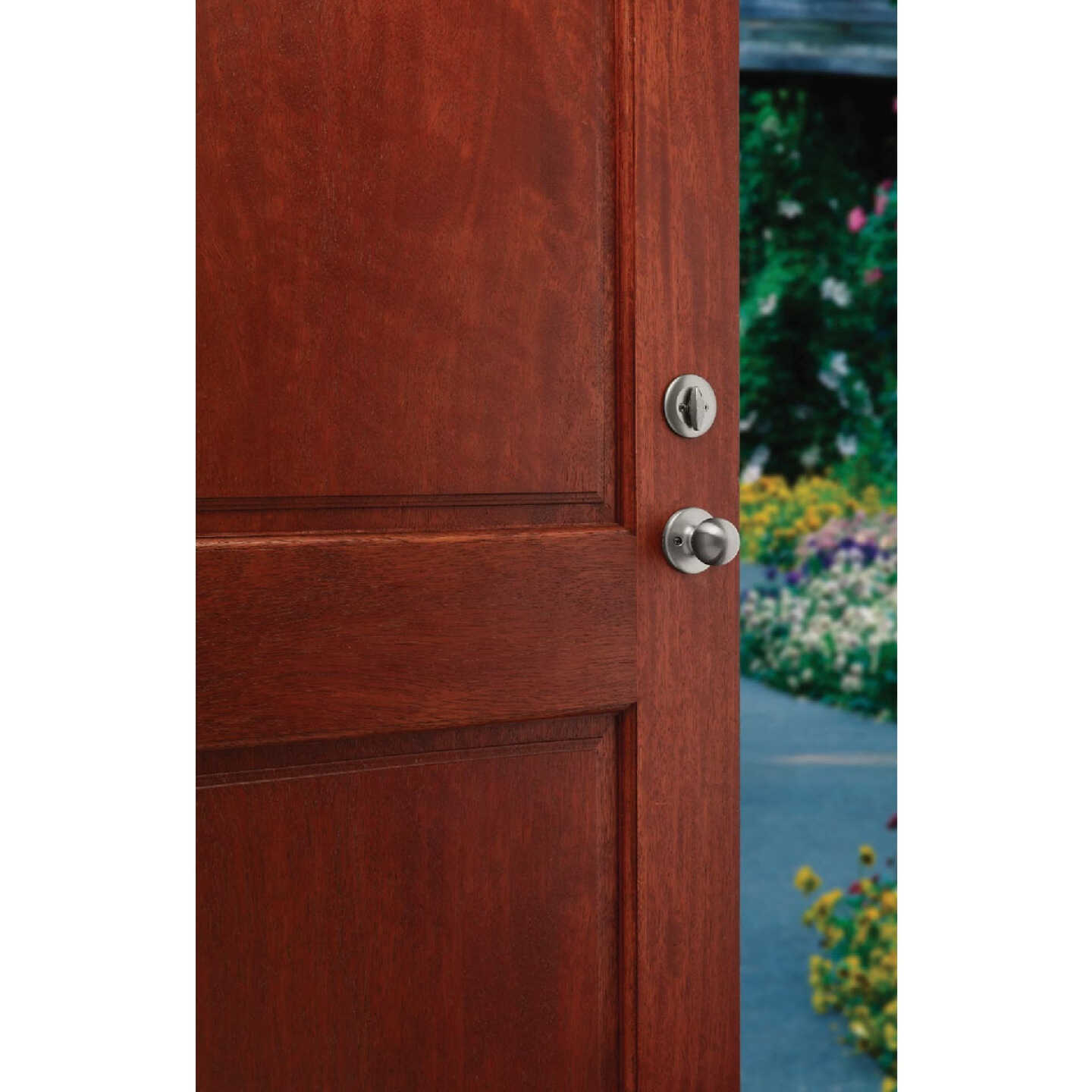 Kwikset Dakota Smartkey Entry Door Handleset with Polo Knob - Satin Nickel Image 3