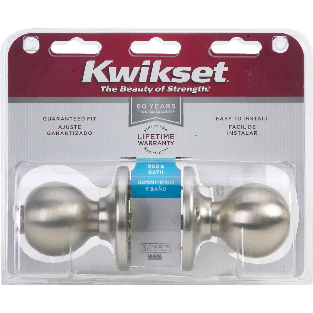 Kwikset Polo Satin Nickel Bed & Bath Door Knob Image 2