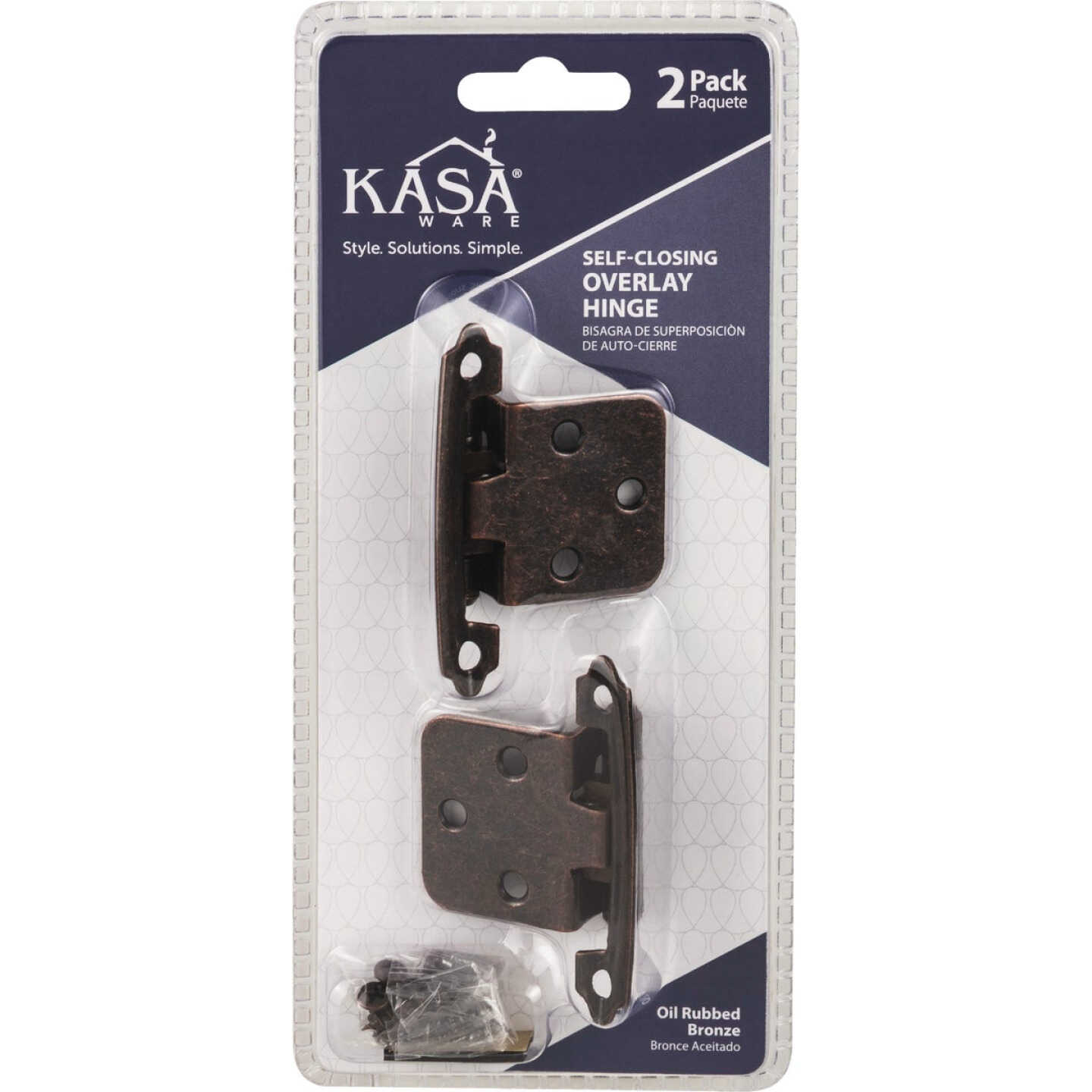 KasaWare Oil Rubbed Bronze Self-Closing Overlay Hinge (2-Pack) Image 2