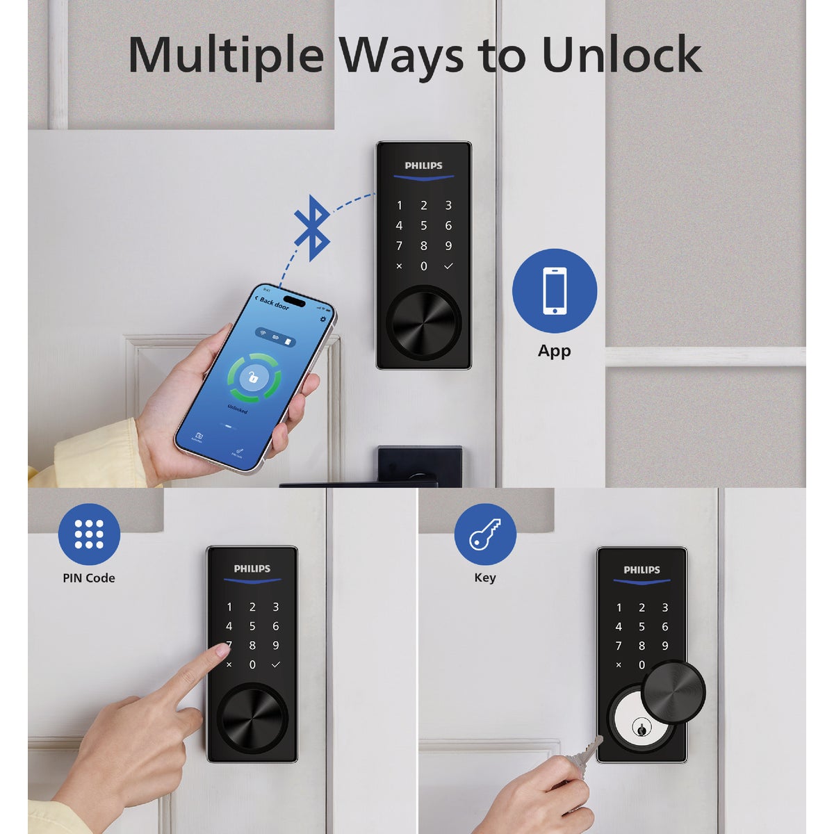 Philips Bluetooth & Fingerprint Touchscreen Electronic Deadbolt, Satin Nickel Image 2
