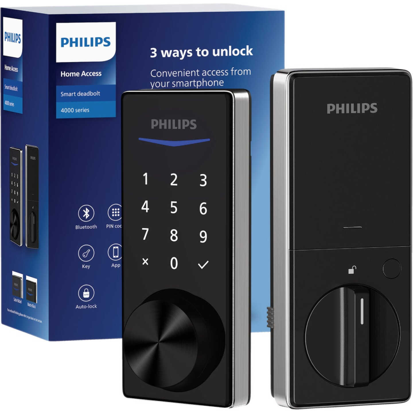 Philips Bluetooth & Fingerprint Touchscreen Electronic Deadbolt, Satin Nickel Image 1