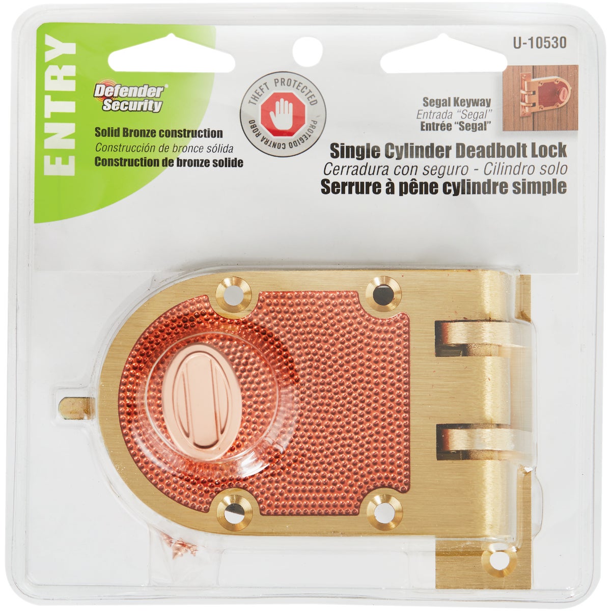 Defender Security Bronze Jimmy-Resistant Single Cylinder Deadlock Image 2