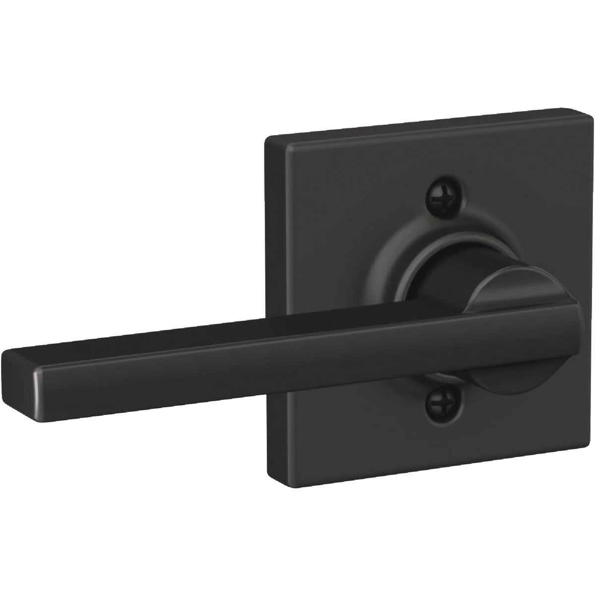 Schlage Latitude Lever Matte Black Non-Turning Lock with Collins Trim