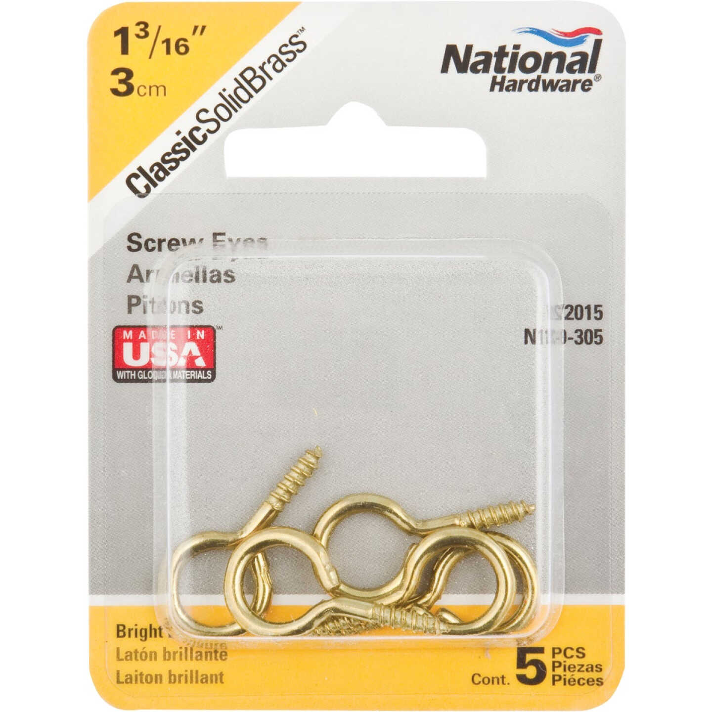National Hardware #12 Brass Large Screw Eye (5-Count) Image 2