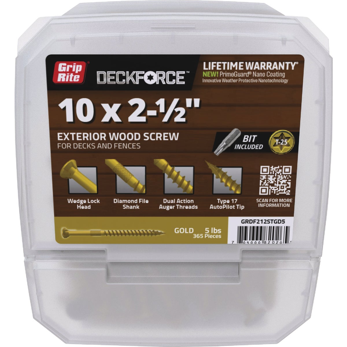 Grip-Rite DeckForce PrimeGuard Nano #10 x 2-1/2 In. Star Drive Gold Screw (5 Lb.) Image 1