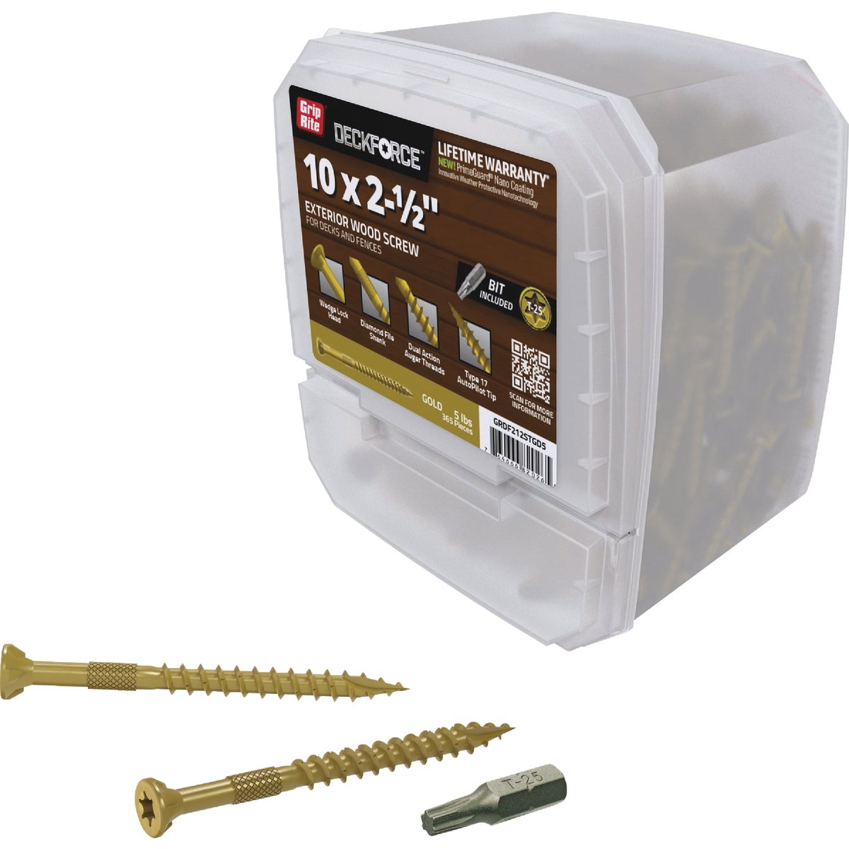 Grip-Rite DeckForce PrimeGuard Nano #10 x 2-1/2 In. Star Drive Gold Screw (5 Lb.) Image 2
