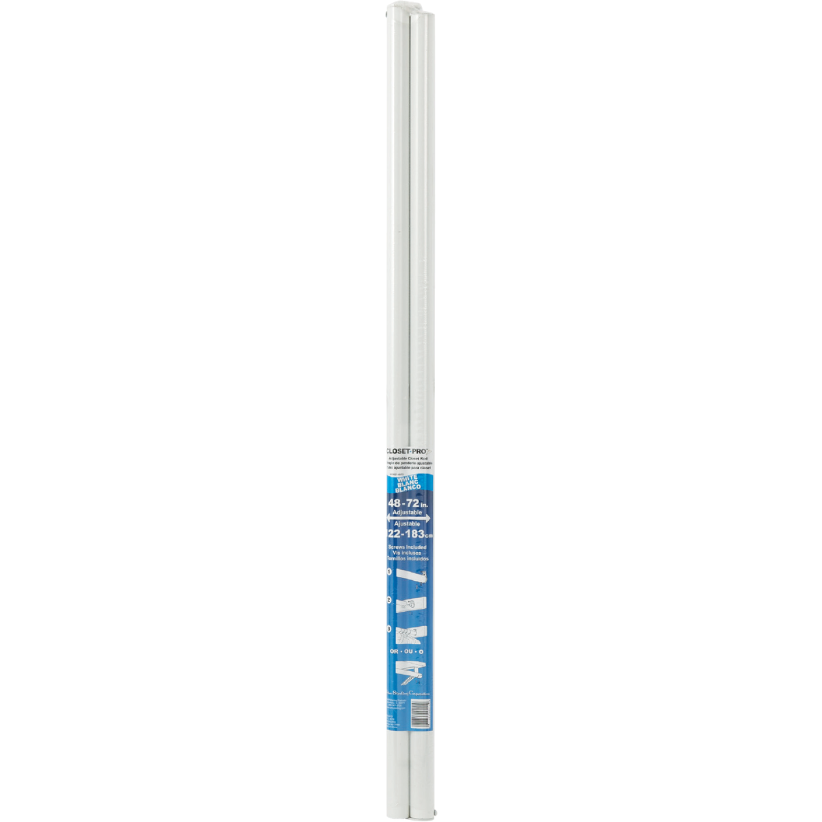 John Sterling Closet-Pro 48 In. to 72 In. x 1-1/4 In. Extra Heavy-Duty Adjustable Closet Rod, White Image 2