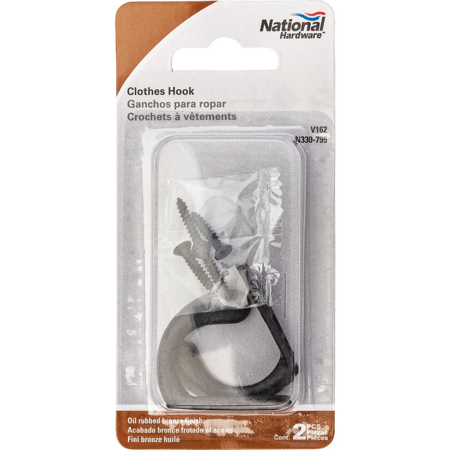 National Hardware Oil Rubbed Bronze Single Clothes Hook (2-Pack) Image 2
