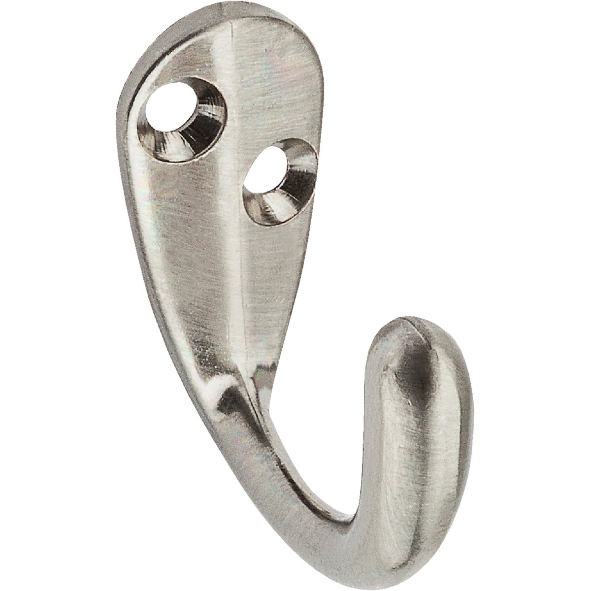 National Hardware Satin Nickel Single Clothes Hook (2-Pack)