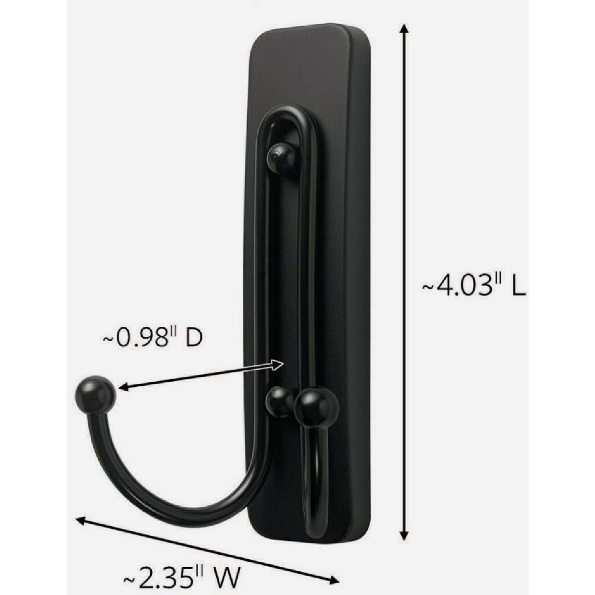 Command Large Double Bath Hook, Matte Black, 1 Hook, 2 Strips Image 2