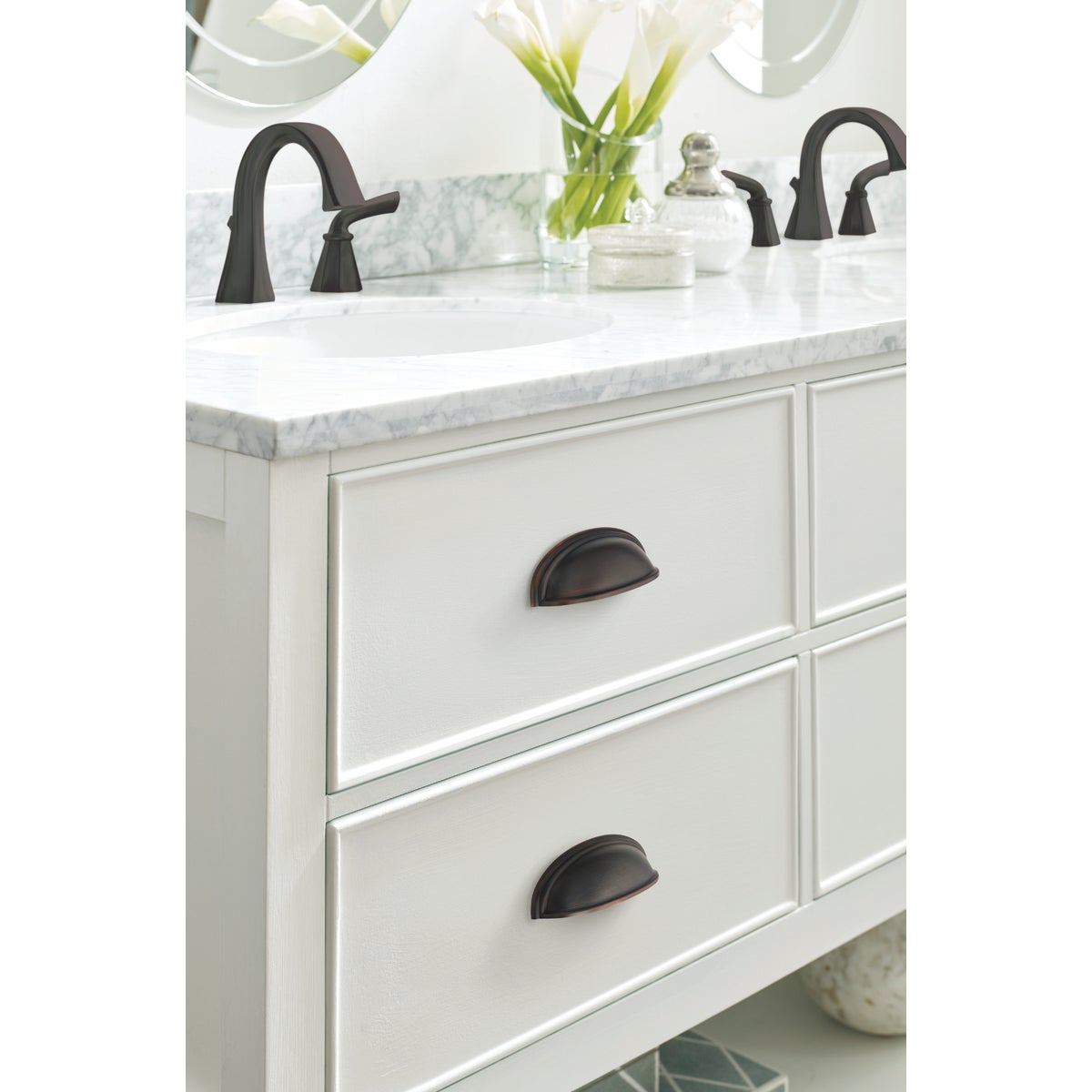 Amerock Ashby 3 & 4 In. Oil-Rubbed Bronze Cup Cabinet Drawer Pull Image 2