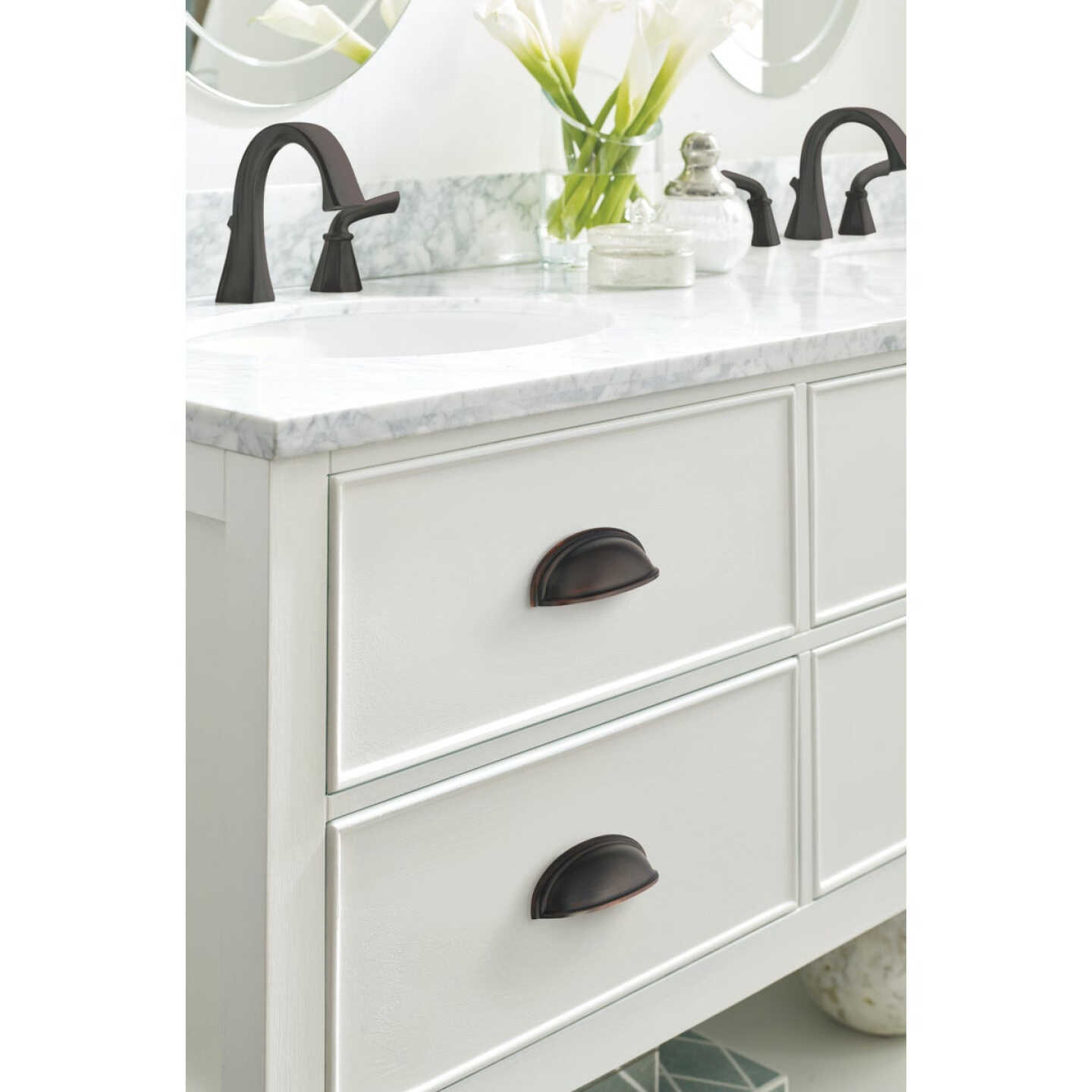 Amerock Ashby 3 & 4 In. Oil-Rubbed Bronze Cup Cabinet Drawer Pull Image 2