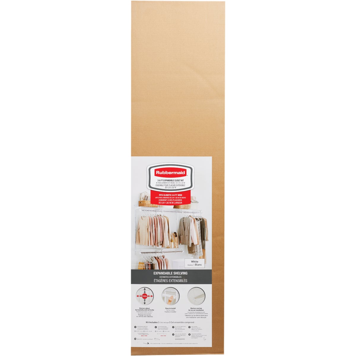 Rubbermaid Configurations 3 Ft. to 6 Ft. No-Cut Adjustable Closet Kit Image 2