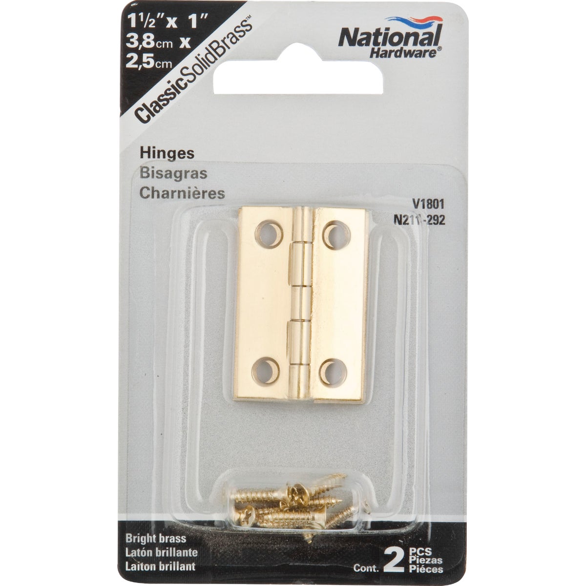 National Hardware 1-1/2 In. x 1 In. Medium Clear Coat Decorative Hinge Image 2