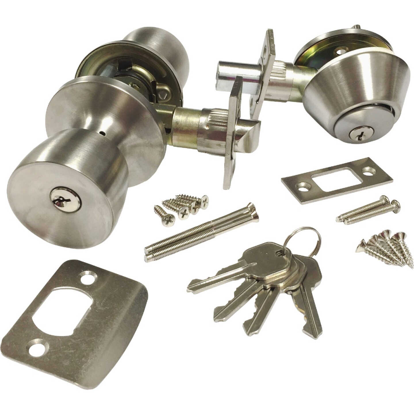 US Hardware Satin Mobile Home Entry Lockset Image 1