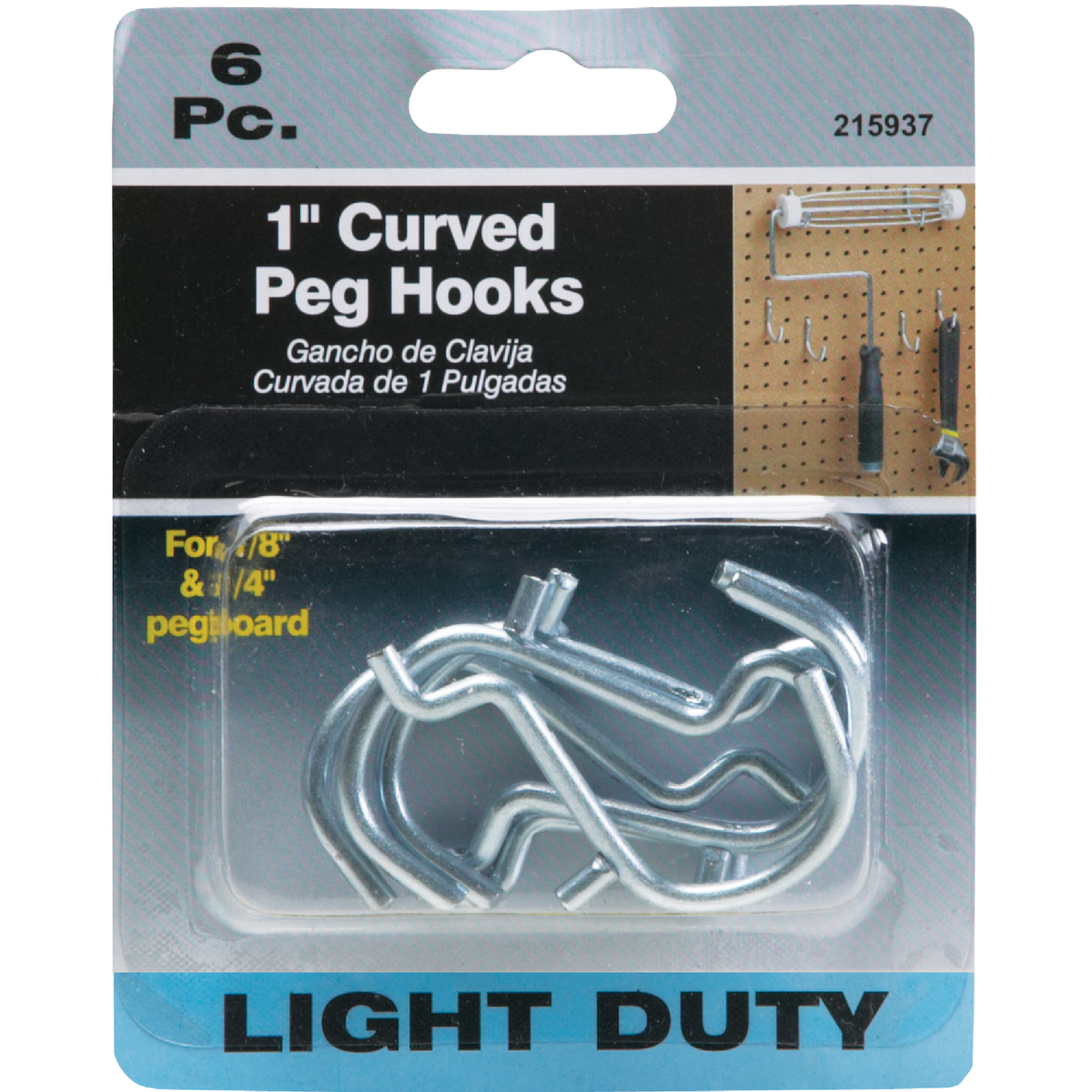1 In. Curved Pegboard Hook (6-Count) Image 2
