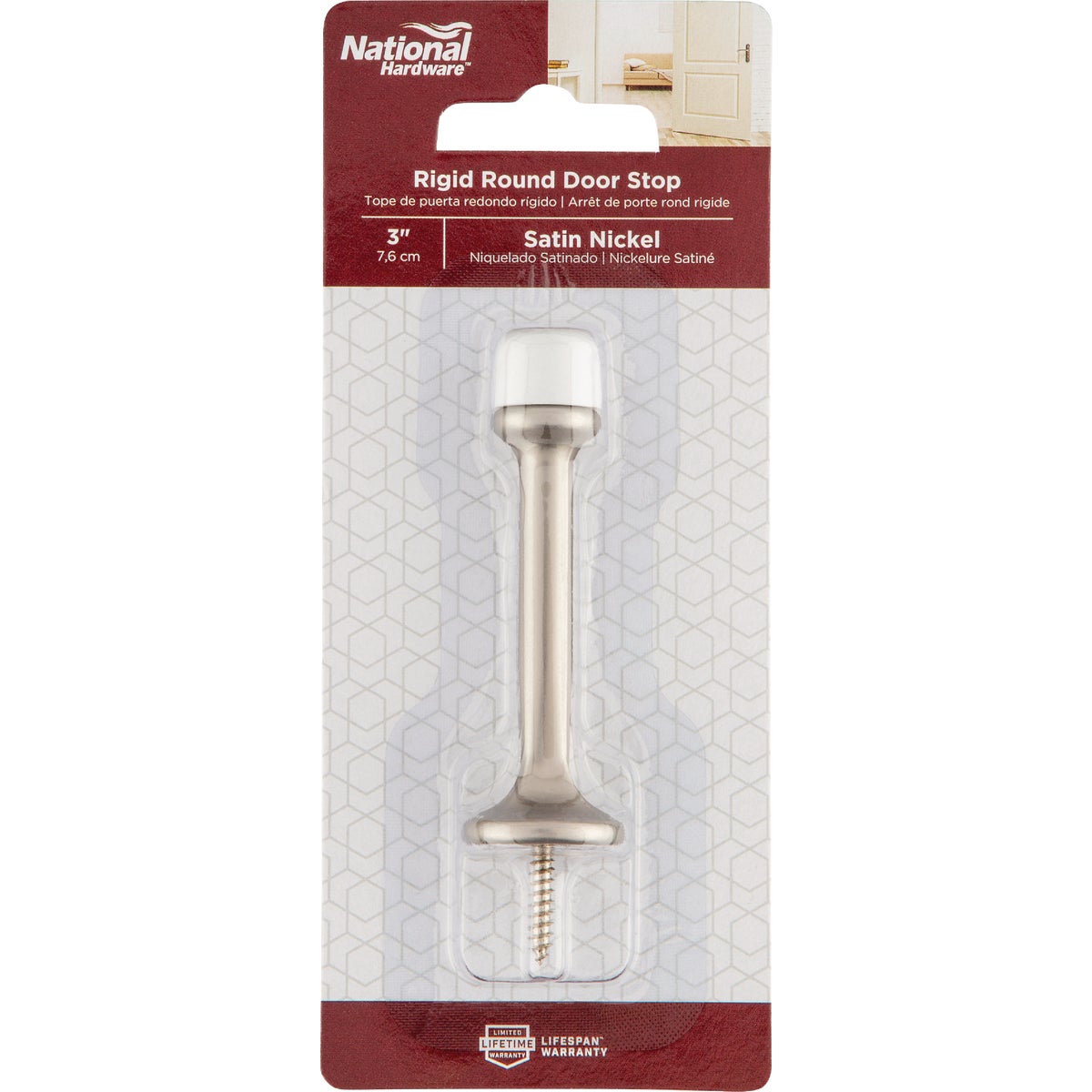 National Hardware 3 In. Satin Nickel Rigid Round Door Stop Image 2