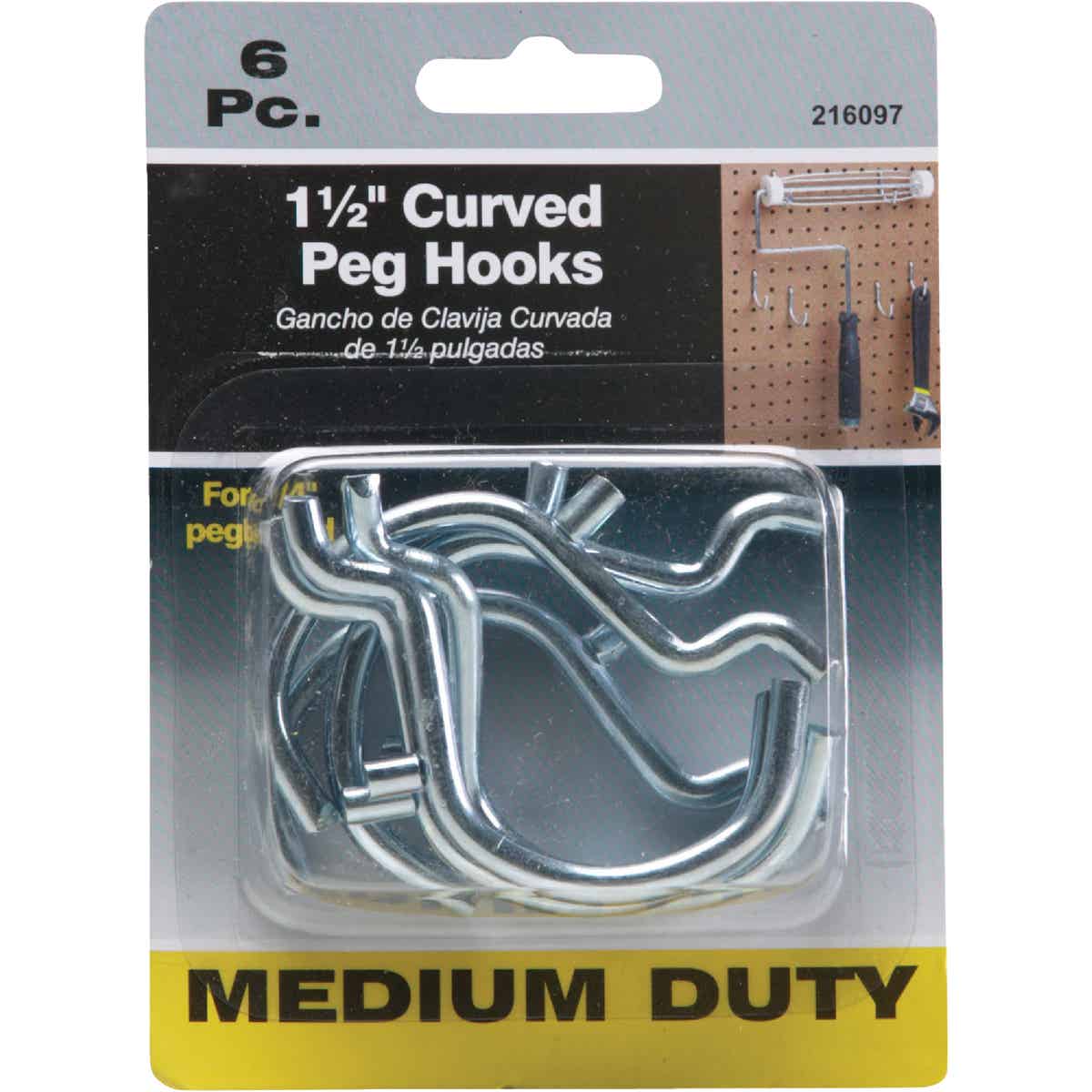 1-1/2 In. Curved Pegboard Hook (6-Count) Image 4
