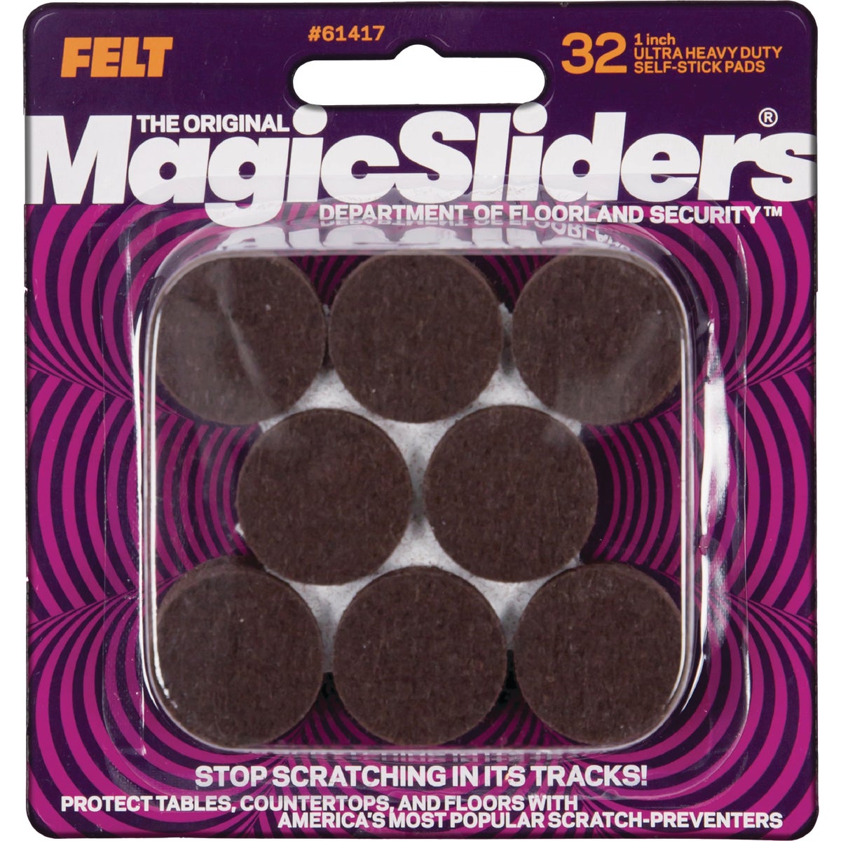 Magic Sliders 1 In. Round Brown Self-Adhesive Ultra Heavy-Duty Pad (32-Pack) Image 1