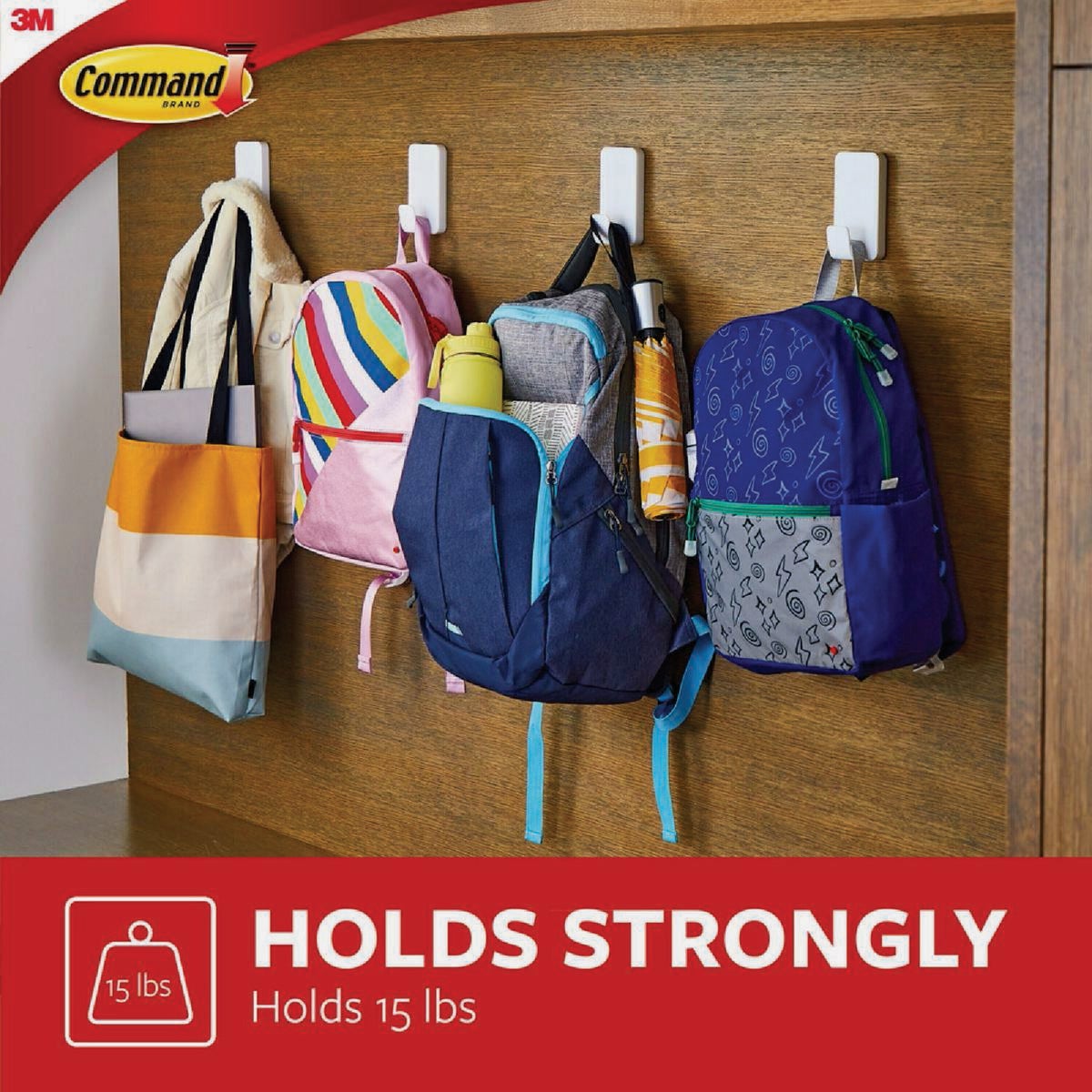 Command Extra Large 15 Lb. Adhesive Hook, White, 1 Hook, 4 Strips Image 5