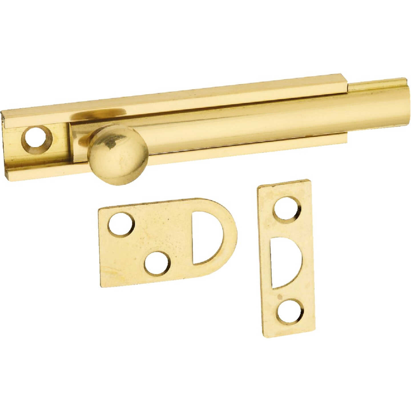 National Hardware Gallery Series 3 In. Polished Brass Door Surface Bolt Image 1