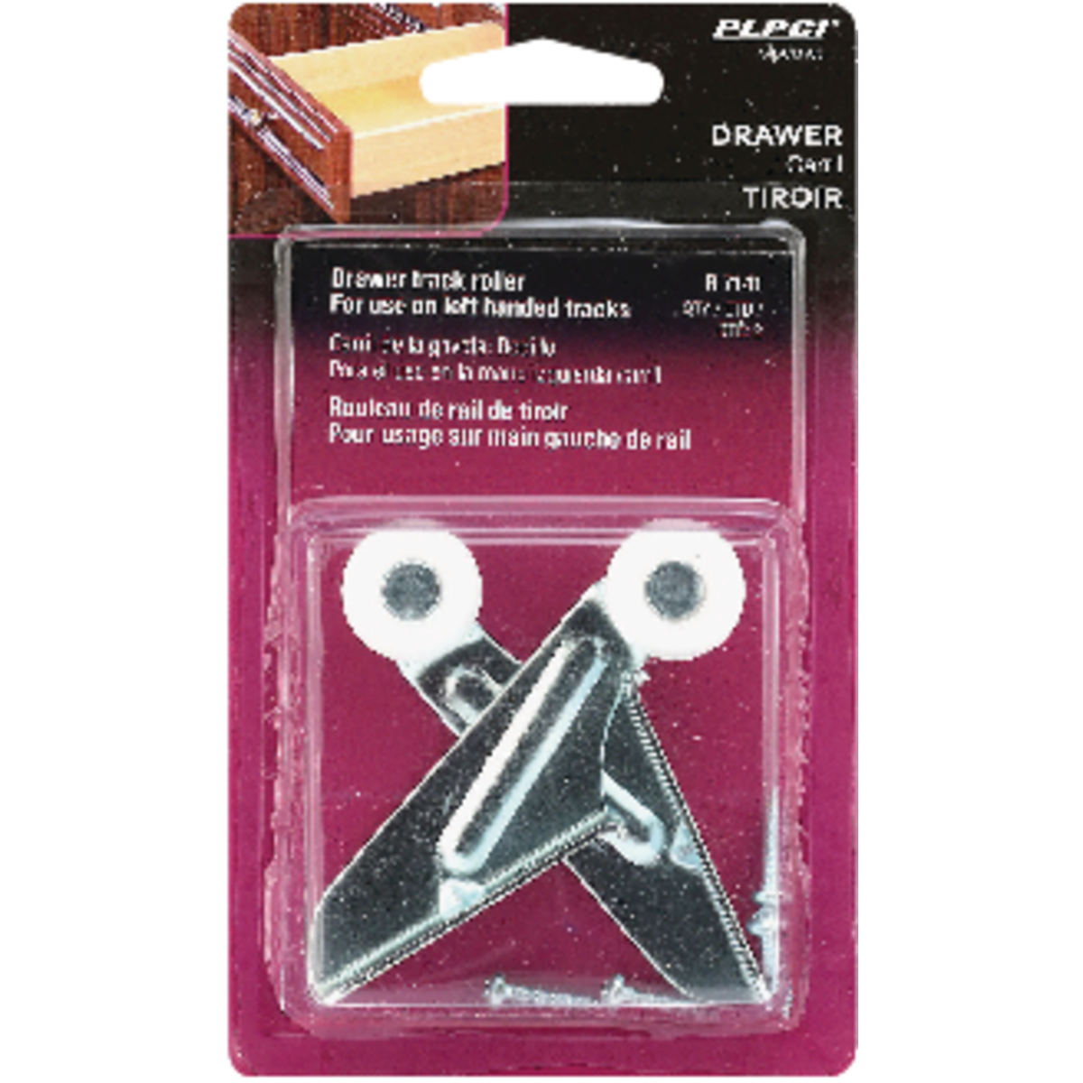 Prime-Line Steel White Nylon 3-3/8" Left Hand Rear Drawer Roller (2 Count) Image 2