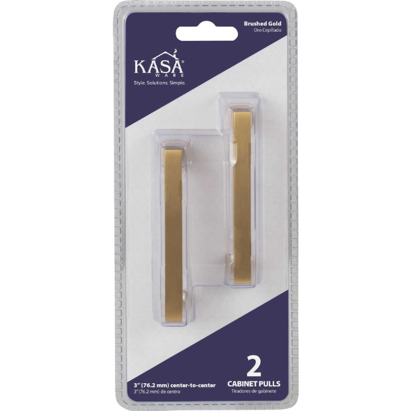 KasaWare 3-3/8 In. Overall Length Brushed Gold Square Bar Pull (2-Pack) Image 2