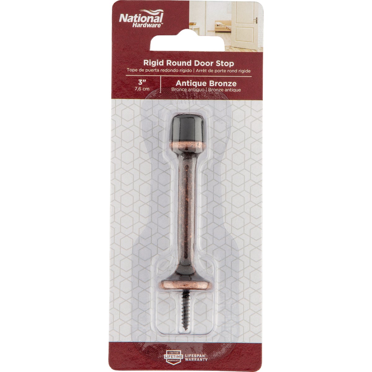 National Hardware 3 In. Antique Bronze Rigid Round Door Stop Image 2