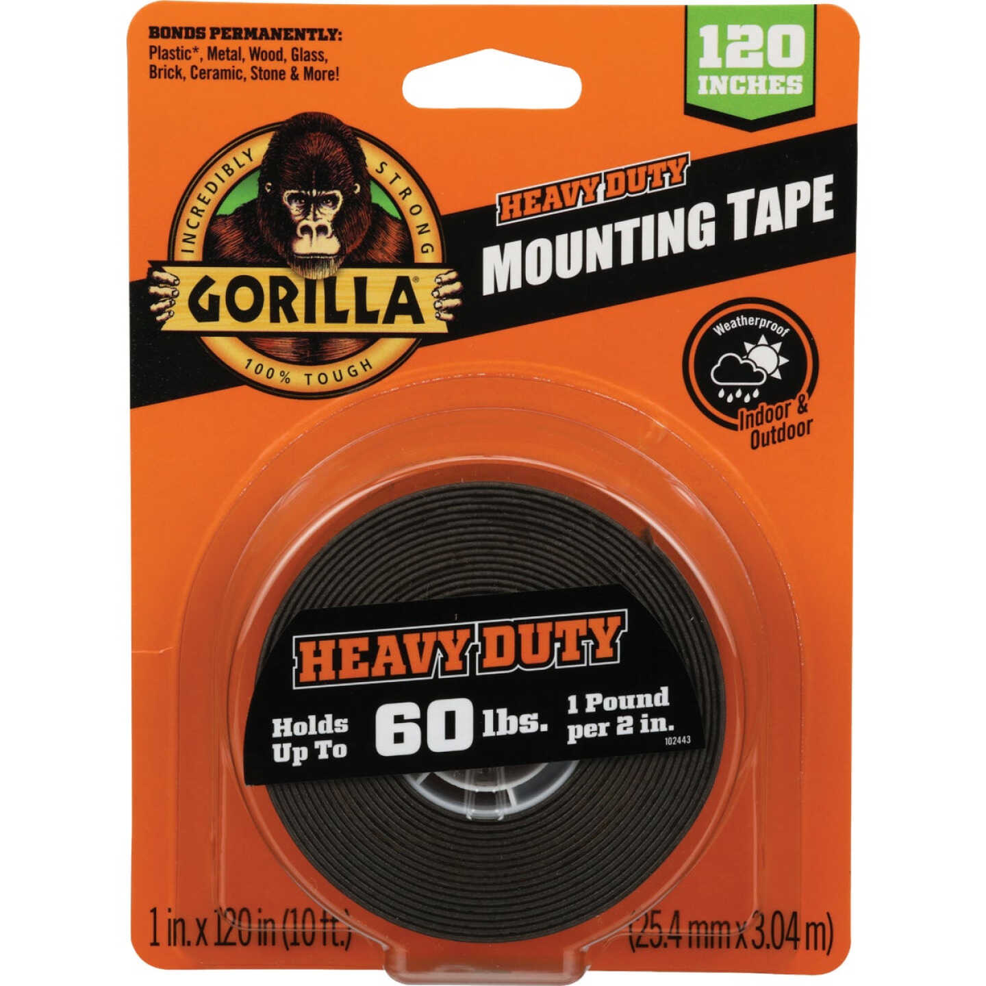 Gorilla 1 In. x 120 In. Black Heavy Duty Double-Sided Mounting Tape (60 Lb. Capacity) Image 1